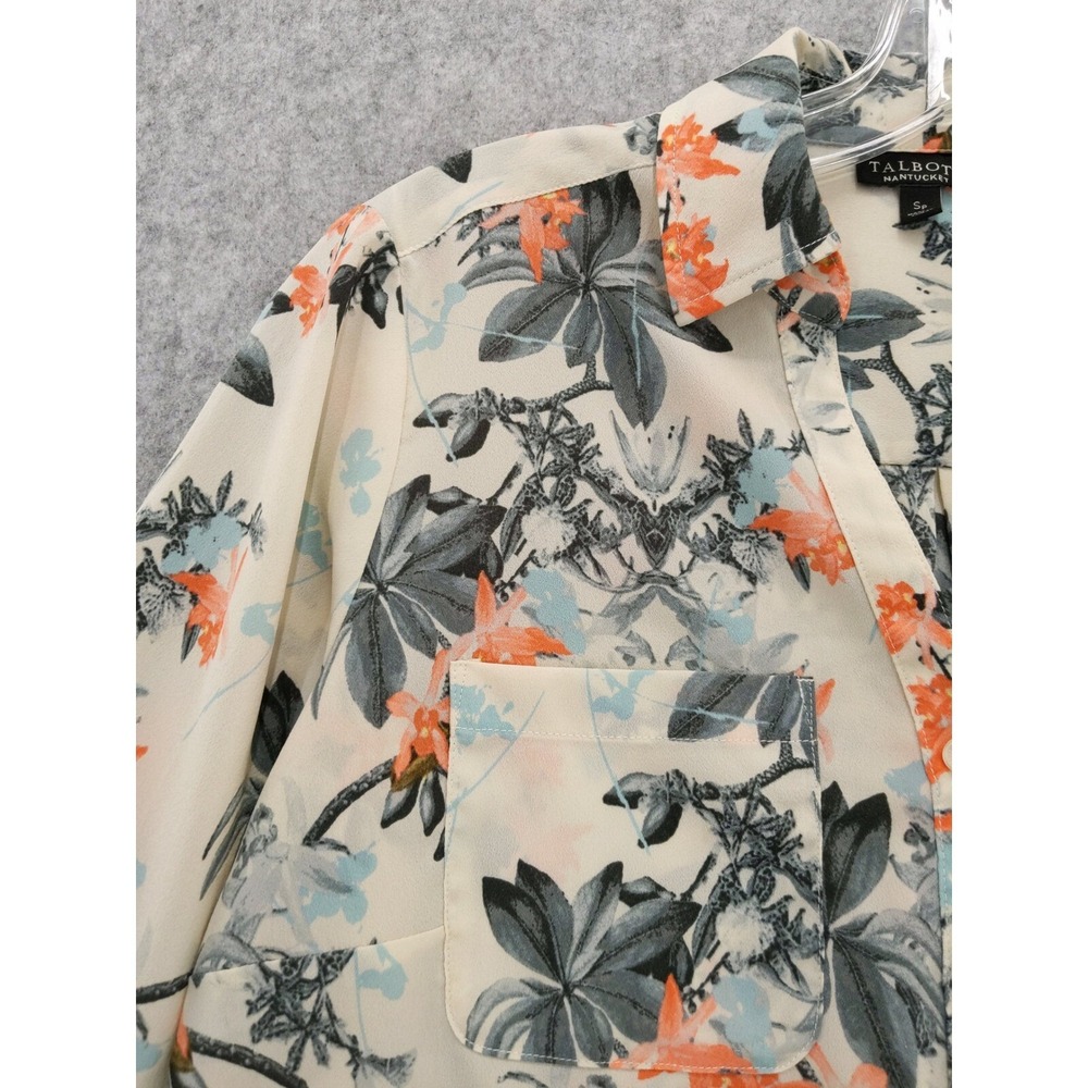 Talbots Nantucket Floral Button Down Shirt Long Sleeve Roll Tab SP - Picture 2 of 9